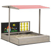 Kids Canopy Sandbox with Seats - Outsunny Fun, Enjoy endless outdoor fun with the Outsunny Kids Canopy Sandbox. Features include adjustable shade and wooden seats, perfect for creative play.