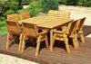 Eight Seater Table Set - Charles Taylor, Discover the Charles Taylor solid wood outdoor set, featuring 6 armchairs, 1 bench, and a spacious square table, perfect for outdoor dining.