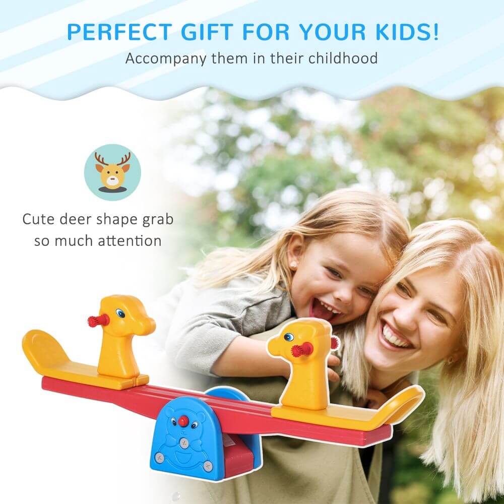 Animal Design Kids Seesaw - Safe Play for Toddlers, Discover endless fun with our safe, animal-themed teeter totter. Perfect for 1-4 year olds, featuring easy-grip handles and raised back seats.