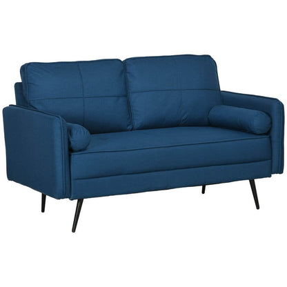 Cosy Blue 2-Seater Sofa for Small Spaces, Upgrade your home with our luxury 2-seater sofa, perfect for compact living. Enjoy comfort and modern style with included plush pillows.