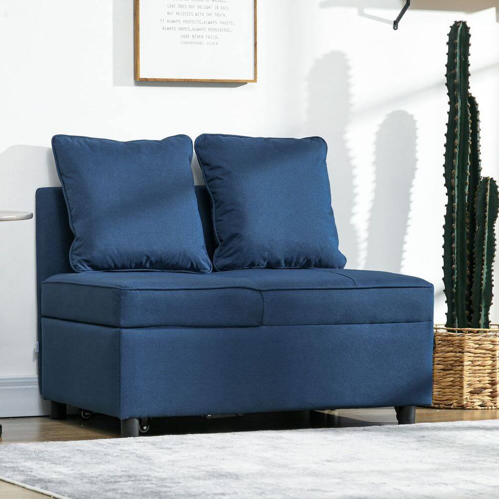 HOMCOM Folding Sofa Bed Chair - Blue, Discover ultimate comfort with the HOMCOM Folding Sofa Bed Chair in Blue. Perfect for any space, it seamlessly transforms from chair to bed. Ideal for guests!