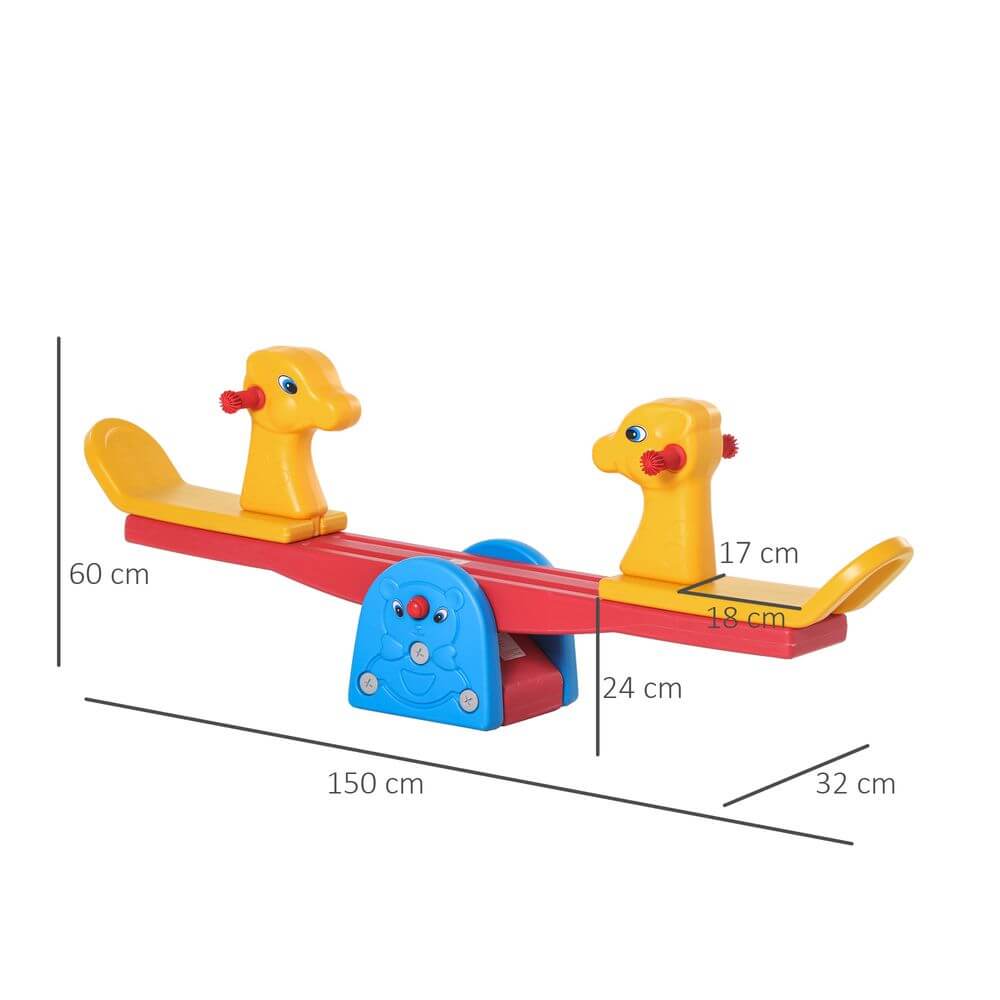 Animal Design Kids Seesaw - Safe Play for Toddlers, Discover endless fun with our safe, animal-themed teeter totter. Perfect for 1-4 year olds, featuring easy-grip handles and raised back seats.