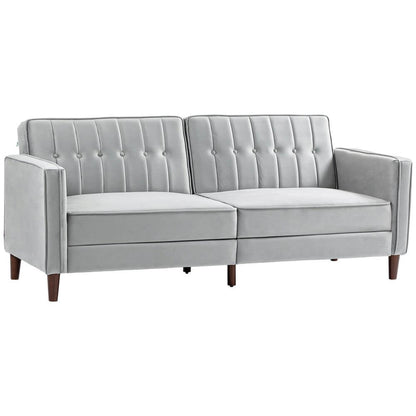 Elegant Click Clack Futon Sofa Bed - Grey Velvet, Discover the ultimate in versatility and comfort with our HOMCOM Convertible Sofa Futon. Perfect for any space, it easily converts from sofa to bed.