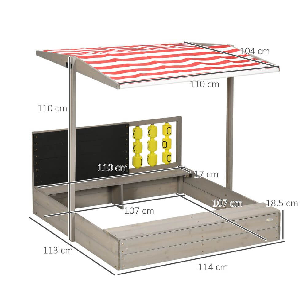 Kids Canopy Sandbox with Seats - Outsunny Fun, Enjoy endless outdoor fun with the Outsunny Kids Canopy Sandbox. Features include adjustable shade and wooden seats, perfect for creative play.