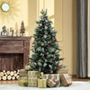 5FT Snow-Dipped Christmas Tree - Festive Elegance, Celebrate Christmas with this enchanting 5FT snow-dipped tree, featuring vibrant red berries and rustic white pinecones for a wintry charm.