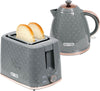 Stylish Kettle & Toaster Set - Fast Boil & Toast, Upgrade your kitchen with a chic kettle and toaster set featuring rapid boil and adjustable toast settings in a stylish honeycomb design.