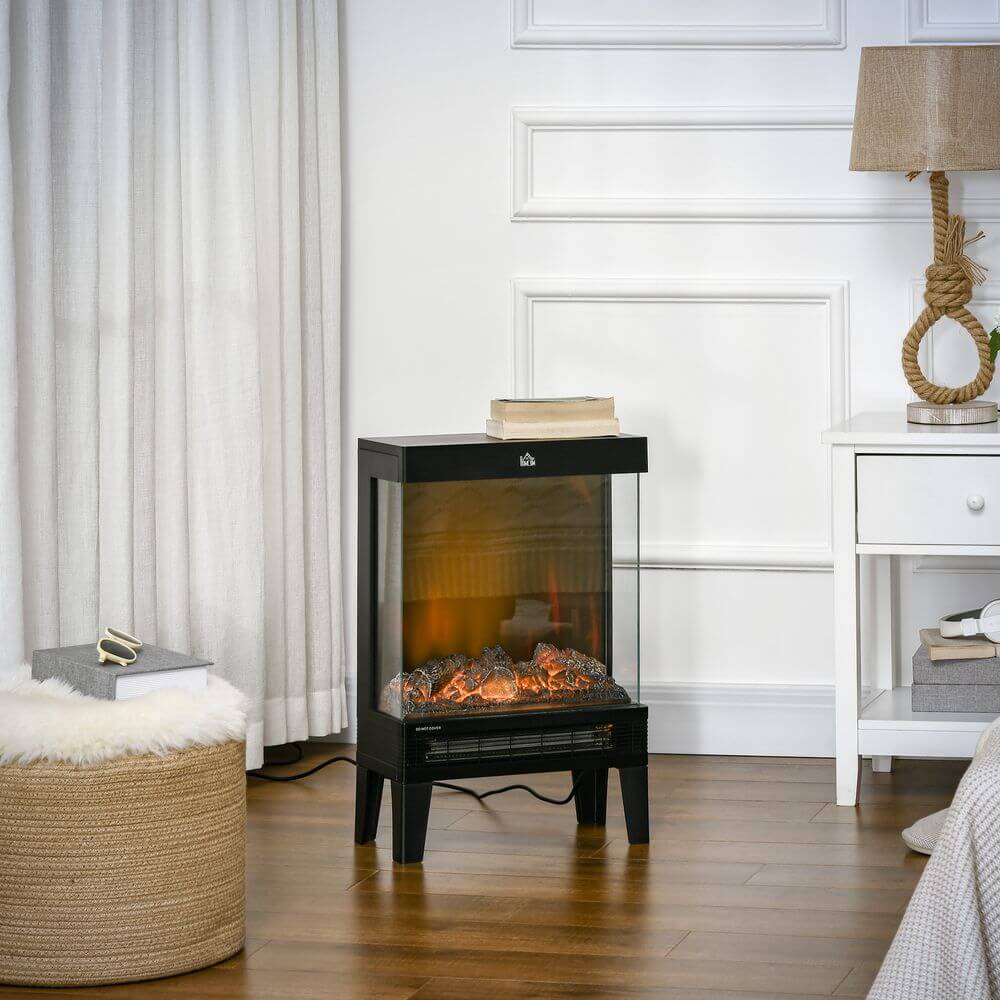 HOMCOM Electric Fireplace Heater with LED Flame, Transform your space with the HOMCOM Fireplace Heater, featuring adjustable 1000/2000W heat settings and enchanting LED flame effect.