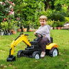 Kids Pedal Digger Toy - Realistic & Sturdy Fun, Ignite your child's imagination with our pedal-powered digger toy featuring a functional horn, movable bucket, and flexible arms. Perfect for endless fun!