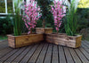 Elegant Corner Planter Set - British Handcrafted Design, Enhance your garden with the British-made, handcrafted Elegant Corner Planter Set, featuring drainage slats for optimal soil moisture.