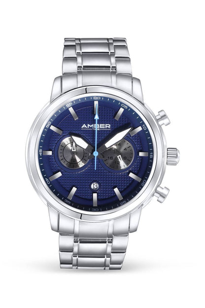 Amber Time Men's 50m Chronograph Watch, Discover style and function with the Amber Time Men's Quartz Chronograph Watch. Features a stainless steel band, blue dial, and 50m water resistance.