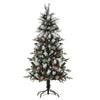 5FT Snow-Dipped Christmas Tree - Festive Elegance, Celebrate Christmas with this enchanting 5FT snow-dipped tree, featuring vibrant red berries and rustic white pinecones for a wintry charm.