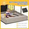 Kids Canopy Sandbox with Seats - Outsunny Fun, Enjoy endless outdoor fun with the Outsunny Kids Canopy Sandbox. Features include adjustable shade and wooden seats, perfect for creative play.