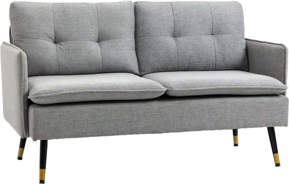 Stylish Grey Two-Seater Sofa - HOMCOM, Discover comfort with HOMCOM's grey two-seater sofa, perfect for compact spaces in any room. Cozy, breathable upholstery meets modern design.