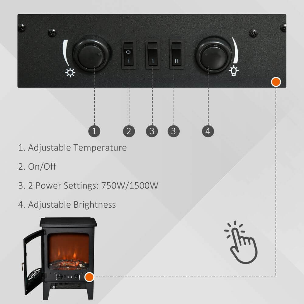 Stylish HOMCOM Electric Fireplace Heater, Cozy up with the HOMCOM Electric Fireplace Heater, featuring stunning flame effects and safe overheat protection for warm, stylish decor.