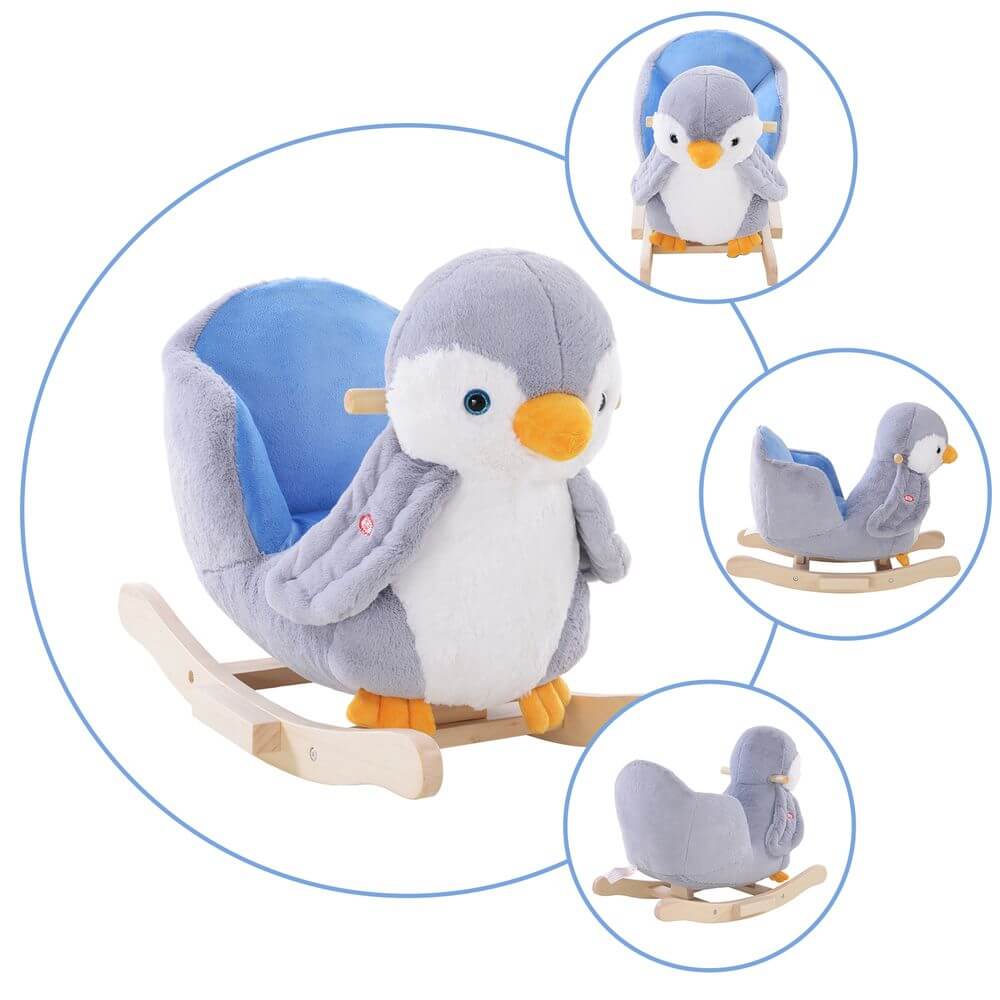 Penguin Plush Musical Rocking Horse - 32 Songs, Delight your baby with our Penguin Rocking Horse, featuring 32 songs, colorful plush design, and gentle rocking. Perfect for ages 18 months and up!