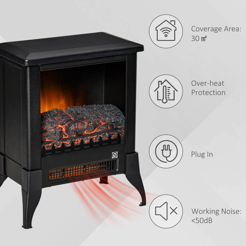 Chic HOMCOM Electric Fireplace Heater, Upgrade your home with the elegant HOMCOM Freestanding Electric Fireplace Heater. Enjoy adjustable flames and overheat protection. Stay warm and stylish!