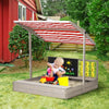 Kids Canopy Sandbox with Seats - Outsunny Fun, Enjoy endless outdoor fun with the Outsunny Kids Canopy Sandbox. Features include adjustable shade and wooden seats, perfect for creative play.