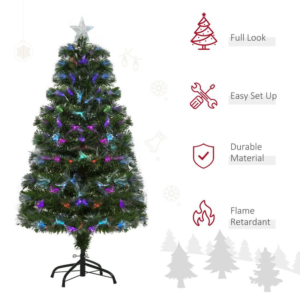 Enchanting 4FT Fibre Optic Christmas Tree, Illuminate your home this season with a 4FT multicoloured fibre optic Christmas tree, featuring vibrant LED lights for a magical festive atmosphere.