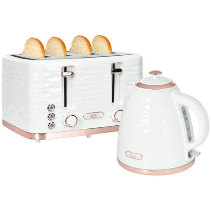 Chic Kettle & Toaster Set - Stylish & Functional, Upgrade your kitchen with a 1.7L rapid boil kettle and 4-slice toaster. Elegant design, ultimate functionality. Ideal for modern countertops.