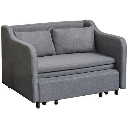 Grey Pull-Out Sofa Bed with Style & Comfort, Discover the HOMCOM Grey Pull-Out Sofa Bed, ideal for any living room. Experience style, durability, and ultimate comfort with our 2-seater fabric design.