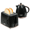 Stylish Black Kettle & Toaster Set, Upgrade your kitchen with our 1.7L rapid boil kettle & 2-slice toaster set, featuring a chic honeycomb design. Perfect for hosting!