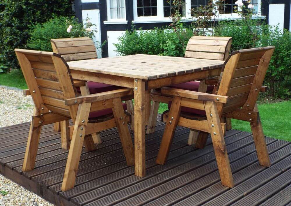 Charles Taylor 4-Seater Square Table Set, Discover British elegance with the Charles Taylor 4-Seater Table Set, handcrafted and sustainable, perfect for outdoor dining.