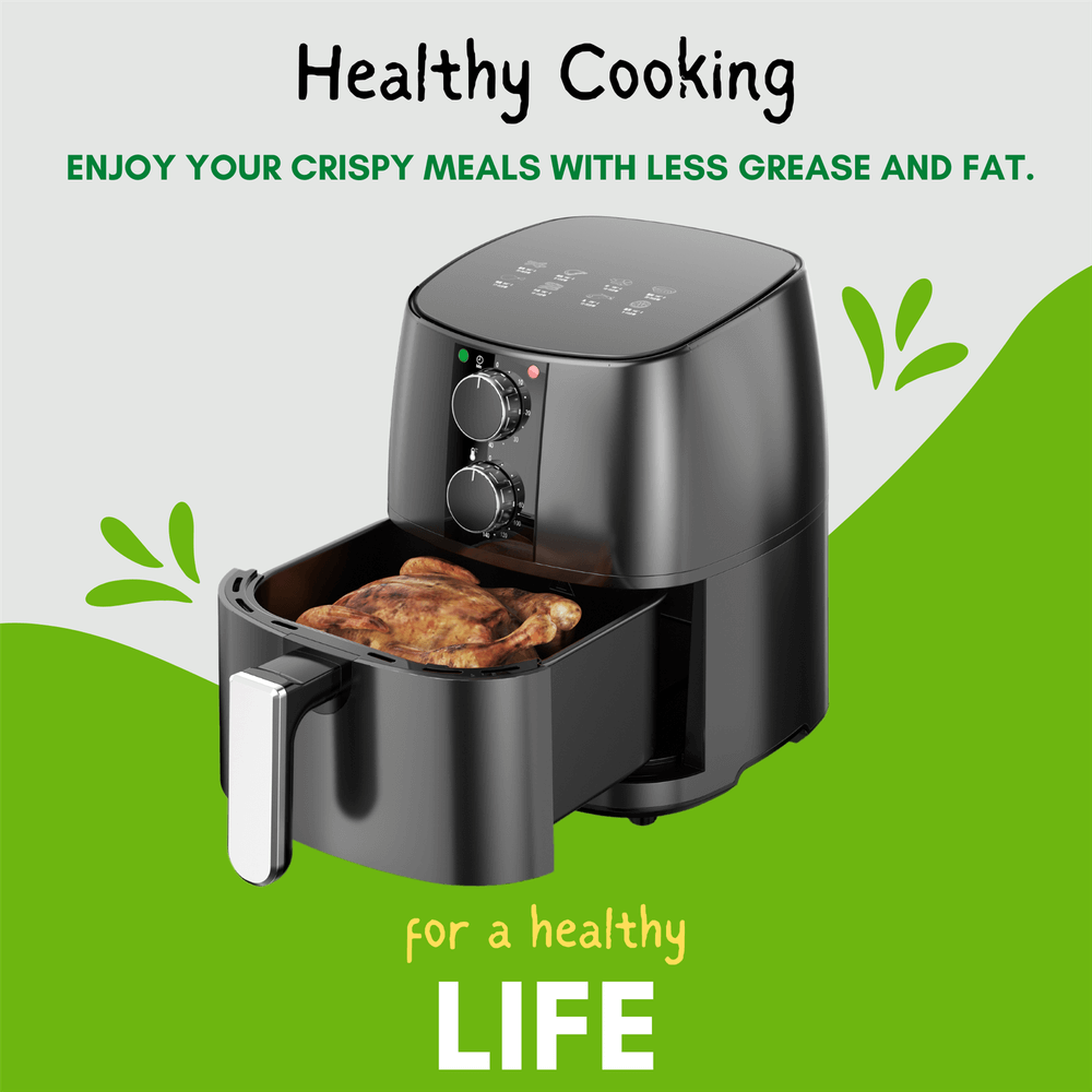 Domestic King 4L Air Fryer with Recipe Book, Discover healthier cooking with the 4L Domestic King Air Fryer. Enjoy quick, crispy meals with advanced hot air technology. Perfect for families!