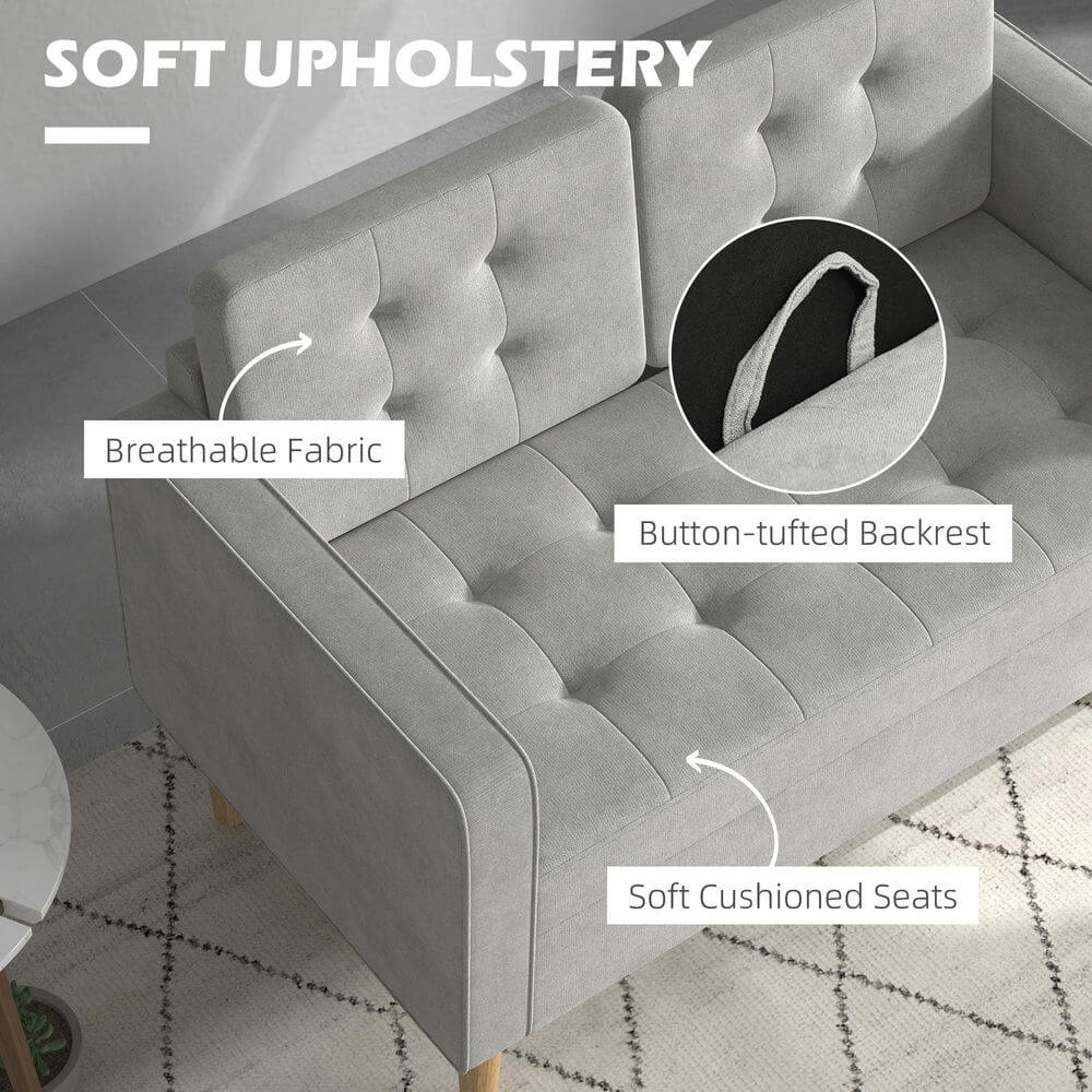 Compact Grey Loveseat with Storage, Stylish grey loveseat with storage, ideal for small spaces. Enhance your living room décor while maximizing organization with this modern 2-seater.