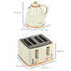 Chic Beige Kettle & Toaster Set - Rapid Boil & 4 Slice, Elevate your kitchen with this chic kettle and toaster set, featuring a 1.7L rapid boil kettle, 4-slice toaster, and stylish chrome accents.