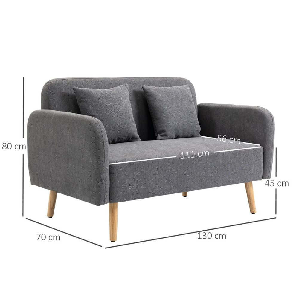 Grey Chenille Loveseat Sofa - Stylish Comfort, Enhance your home with a chic 2-seat loveseat sofa featuring grey chenille fabric and rubberwood legs for ultimate comfort and style.