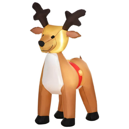 6ft Inflatable Christmas Reindeer with LED Lights, Add holiday cheer with our 6ft LED Reindeer! Perfect indoors or outdoors, crafted from durable, water-resistant polyester for festive fun.