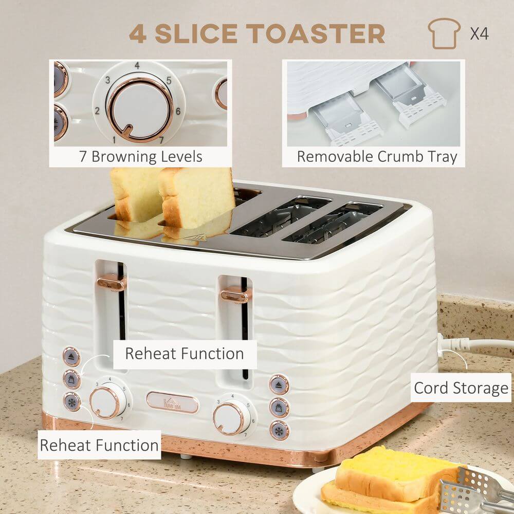 Chic Kettle & Toaster Set - Stylish & Functional, Upgrade your kitchen with a 1.7L rapid boil kettle and 4-slice toaster. Elegant design, ultimate functionality. Ideal for modern countertops.