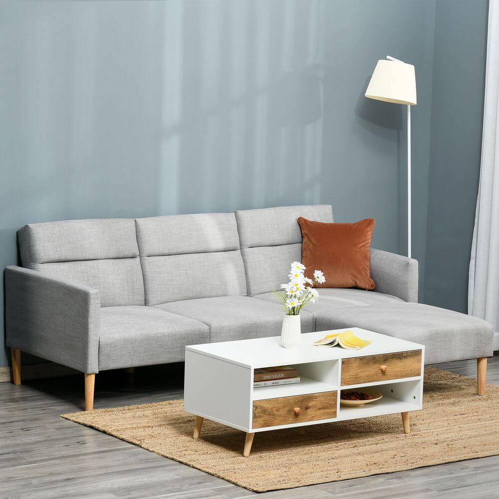 Versatile Upholstered Sofa Bed - Reversible Sectional, Discover the HOMCOM Upholstered Sofa Bed: a stylish, space-saving solution that converts into a bed. Perfect for small spaces and unexpected guests.