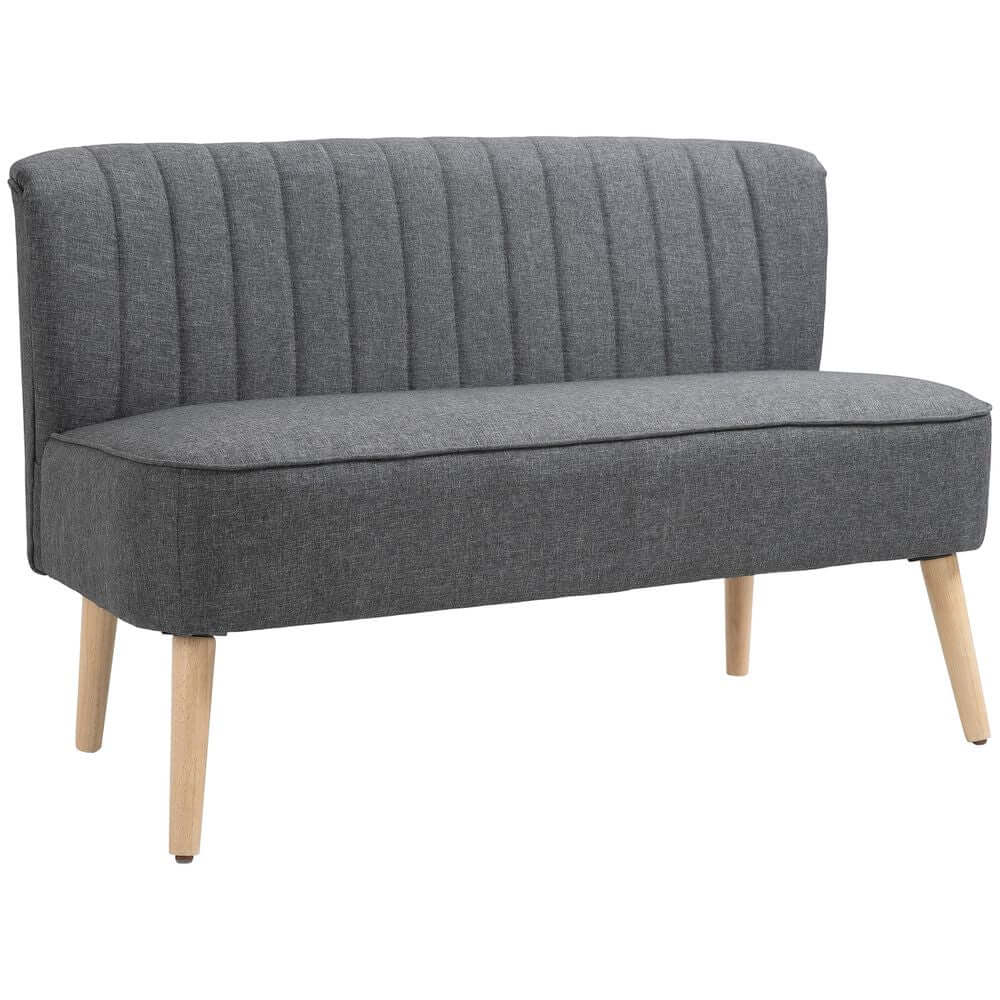 Cosy Grey Loveseat Sofa - Stylish & Comfy Couch, Discover the perfect blend of style and comfort with our padded grey loveseat sofa, ideal for bedrooms or office receptions. Enjoy spacious seating for any room