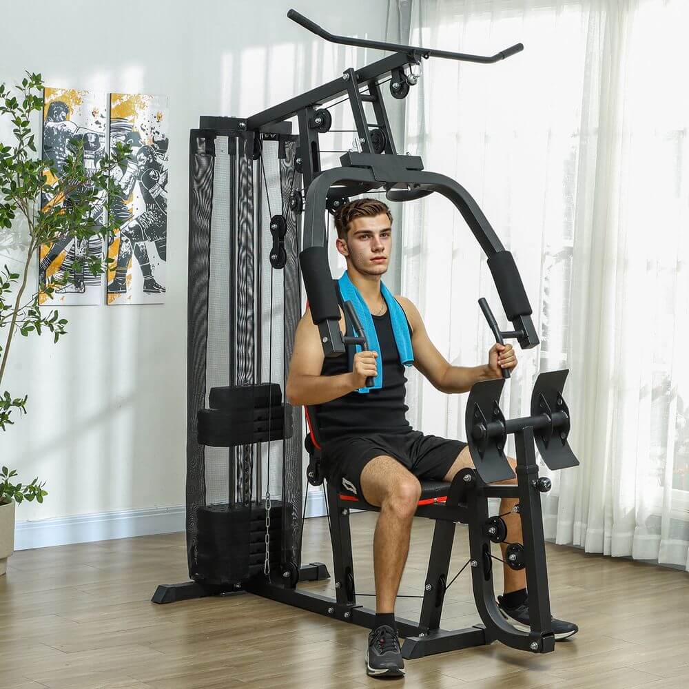 Transform Your Workout with SPORTNOW Compact Multi Gym, Elevate your fitness at home with the SPORTNOW Multi Gym. 45kg weight stack, high pulley, and leg press for a complete workout experience.