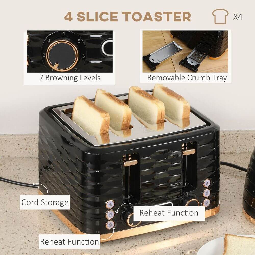 Stylish Kettle & Toaster Set - Fast Boil & Toast, Upgrade your kitchen with a chic kettle and toaster set. Rapid 1.7L boil & 4-slice toasting for easy breakfast prep.