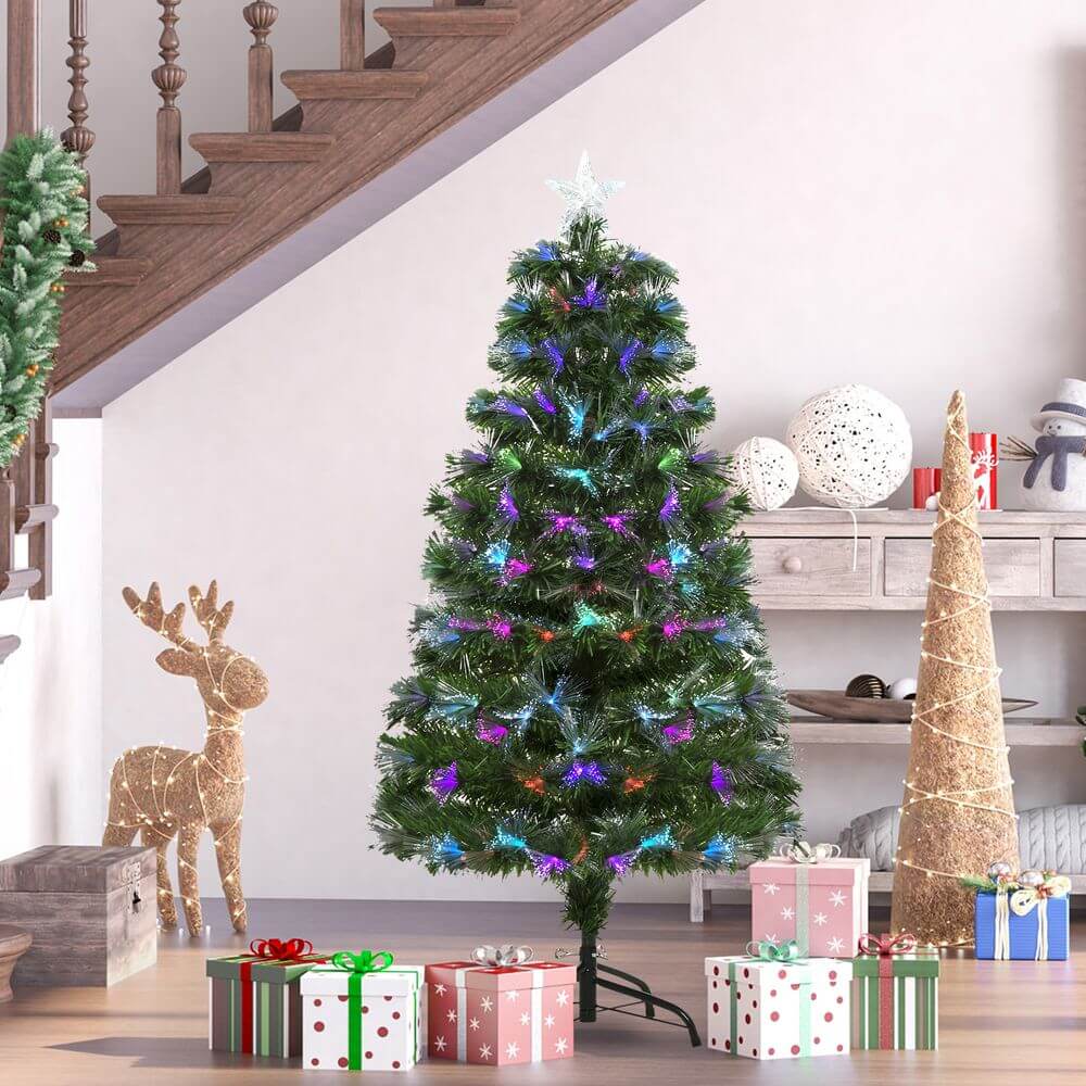 Enchanting 4FT Fibre Optic Christmas Tree, Illuminate your home this season with a 4FT multicoloured fibre optic Christmas tree, featuring vibrant LED lights for a magical festive atmosphere.