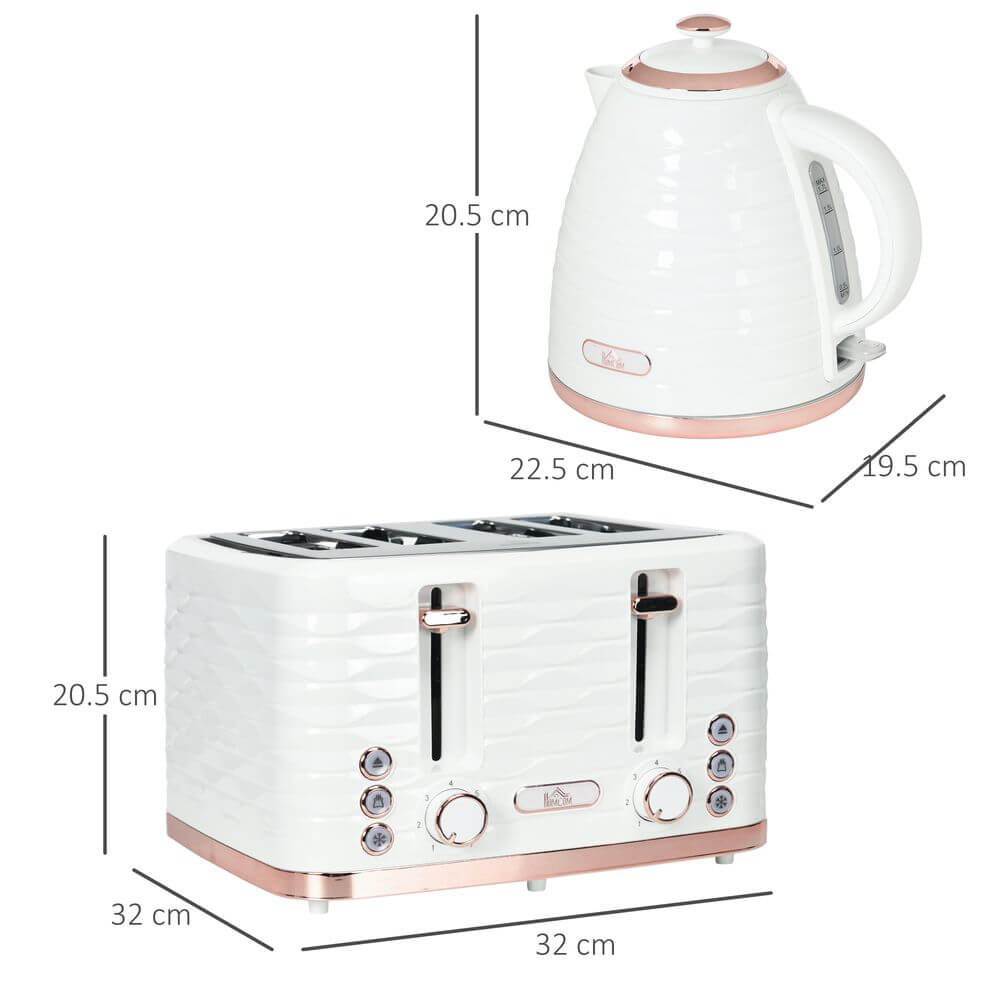 Chic Kettle & Toaster Set - Stylish & Functional, Upgrade your kitchen with a 1.7L rapid boil kettle and 4-slice toaster. Elegant design, ultimate functionality. Ideal for modern countertops.