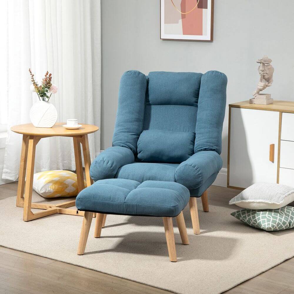 Chic Recliner & Ottoman - Modern Comfort Set, Experience style and comfort with our 3-position adjustable recliner and ottoman set. Perfect for home or office, featuring a contemporary look.