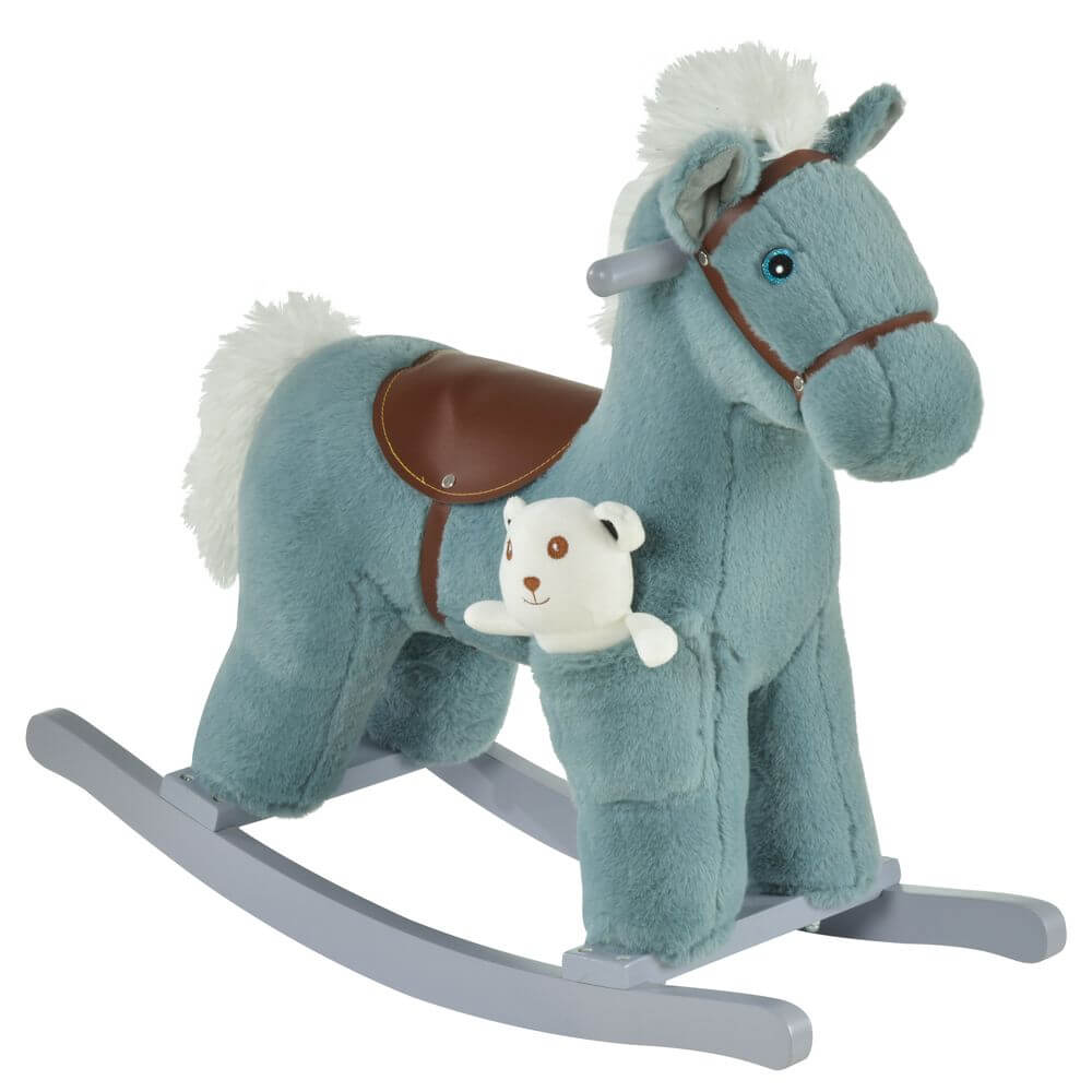 Plush Rocking Horse with Sounds for Kids, Delight in adventure with a kids' plush rocking horse. Features realistic sounds of neighing and galloping for endless fun and engagement! Safe and comfy.