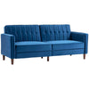 Luxe Blue Velvet Convertible Sofa Bed, Elevate your space with a plush velvet-touch convertible sofa. Enjoy lounging and sleeping with sophisticated style and comfort.