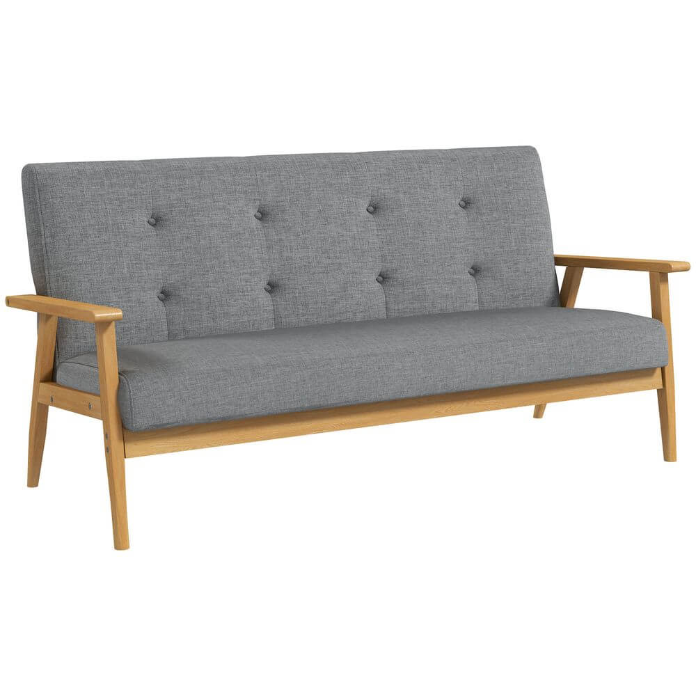 Retro Elegance 3-Seater Sofa - Dark Grey Comfort, Discover timeless style and comfort with our Button-Tufted 3-Seater Sofa. A perfect blend of modern design and retro charm for your living space.