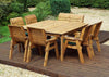 Eight Seater Table Set - Charles Taylor, Discover the Charles Taylor solid wood outdoor set, featuring 6 armchairs, 1 bench, and a spacious square table, perfect for outdoor dining.