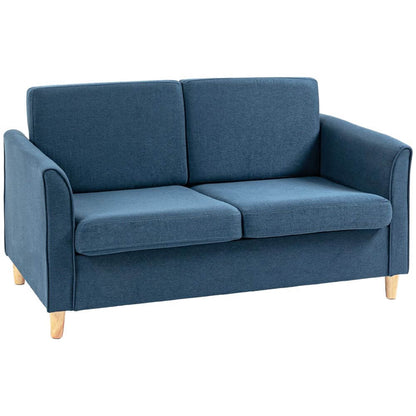 Cosy Linen Loveseat Sofa for Two - Stylish & Compact, Discover the HOMCOM Linen Loveseat Sofa - a stylish, space-saving couch with blue upholstery and armrests, perfect for comfort and elegance in your home.