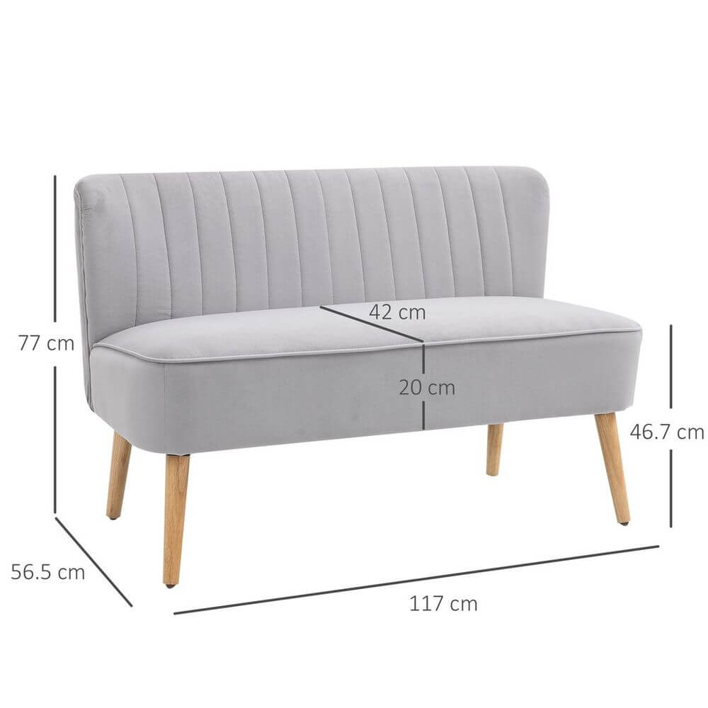 Grey Velvet Loveseat - Modern Comfort & Style, Discover the chic grey velvet loveseat, a compact sofa with padded comfort and sturdy wood legs. Perfect for stylish, modern spaces.