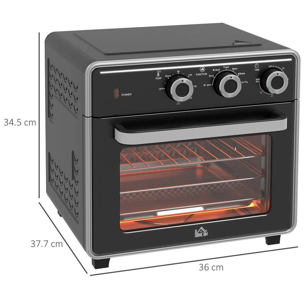 Retro 20L Air Fryer Oven - 1400W Multi-Function, Discover the HOMCOM Retro 20L Air Fryer Oven. Sleek design, adjustable temp, and versatile functions. Perfect for stylish, efficient cooking.