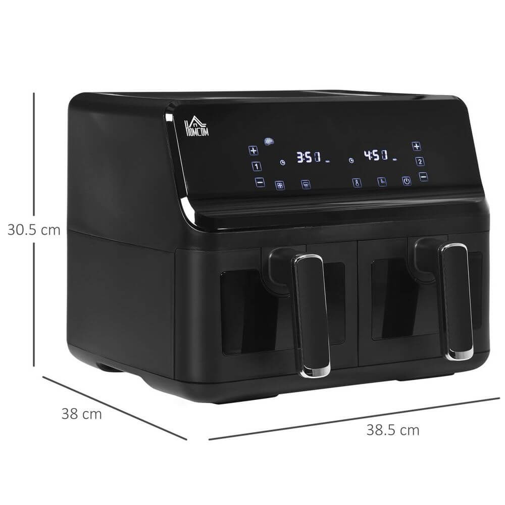 Ultimate 8L Dual Air Fryer - Fast Cooking, Cook for the family with our 8L Dual Air Fryer. Features 2 baskets, 8 pre-sets, and a timer for fast, versatile cooking. Safe and efficient!