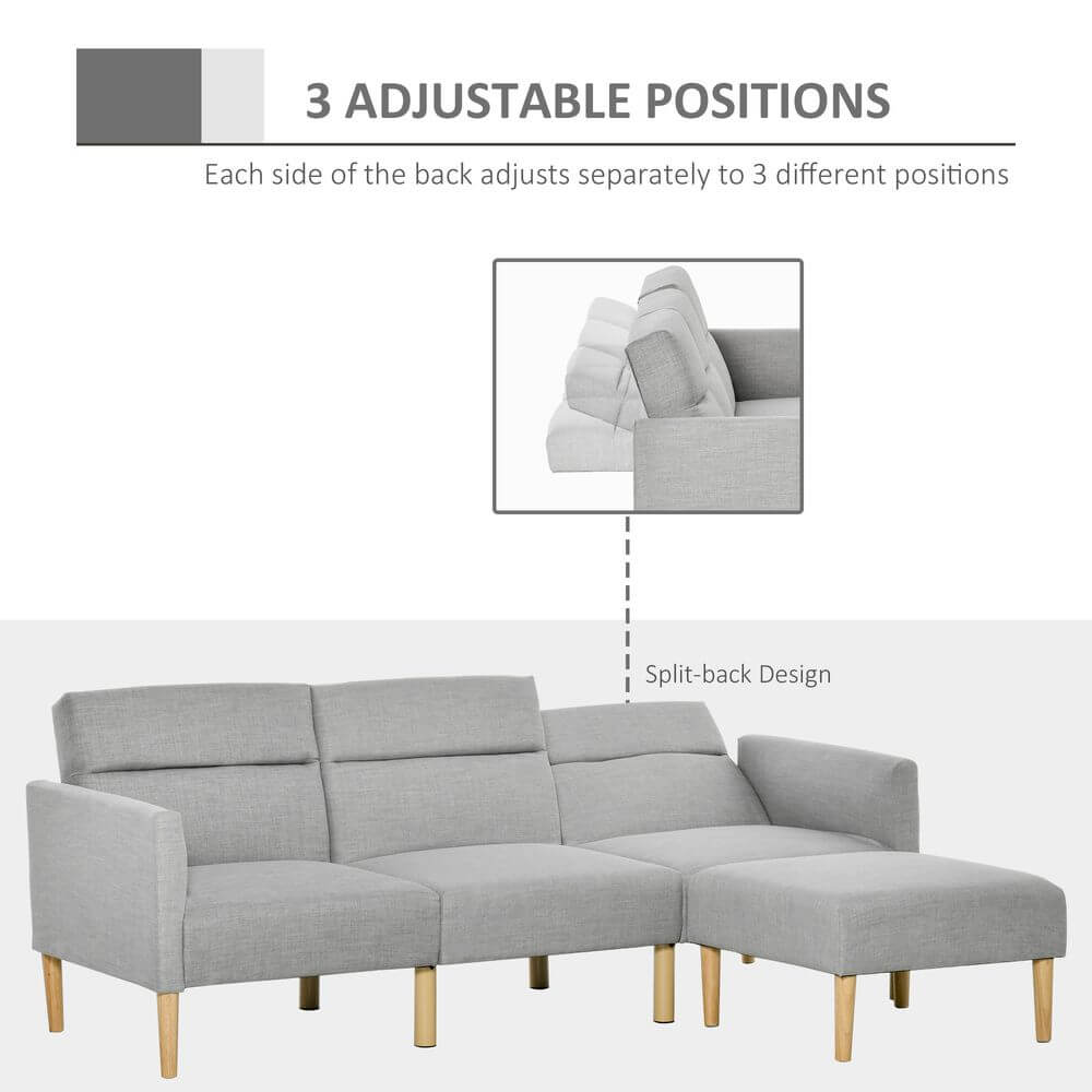 Versatile Upholstered Sofa Bed - Reversible Sectional, Discover the HOMCOM Upholstered Sofa Bed: a stylish, space-saving solution that converts into a bed. Perfect for small spaces and unexpected guests.