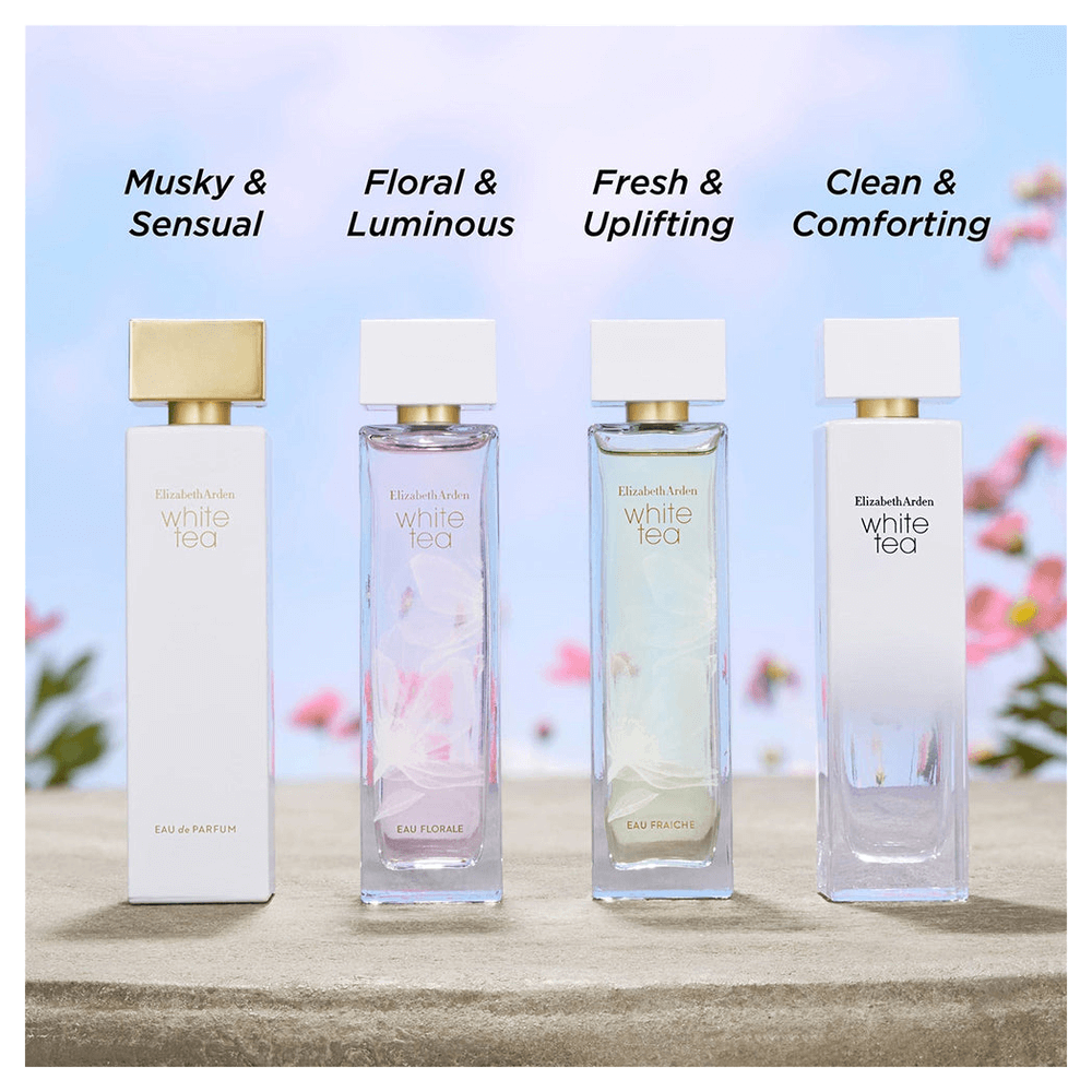 Elevate Your Essence: Elizabeth Arden White Tea Eau, Experience elegance with White Tea Eau Florale, a 100ml spray offering a serene floral fragrance for daily sophistication.