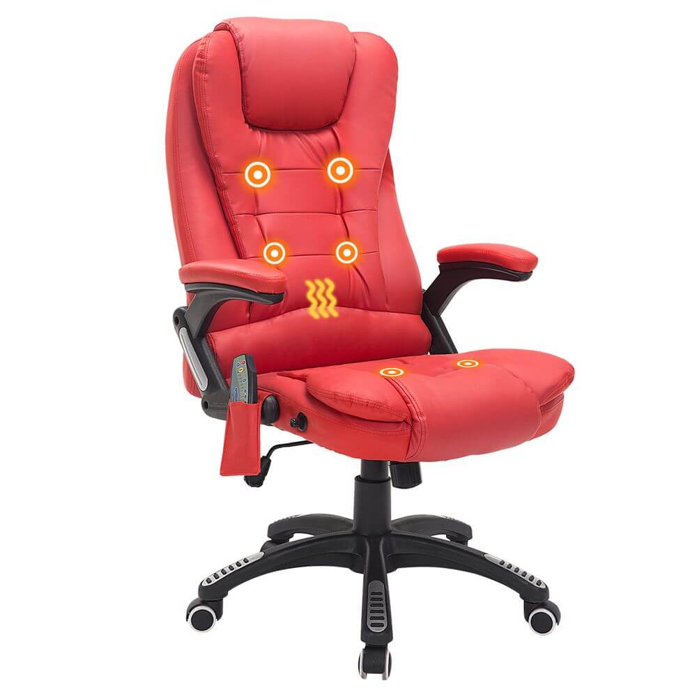 Red Heating Massage Office Chair | HOMCOM, Relax with the HOMCOM Heated Massage Chair. Redesign your workspace with modern features for ultimate comfort.